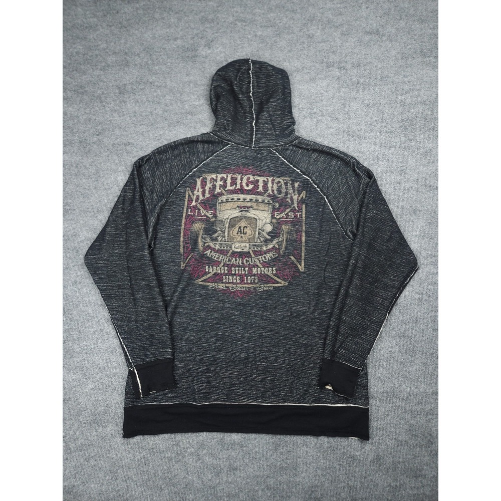 Freedom Tribe Reversible Sweatshirt Men's XXL Gray Graphic Motor Club Y2K - Picture 3 of 16